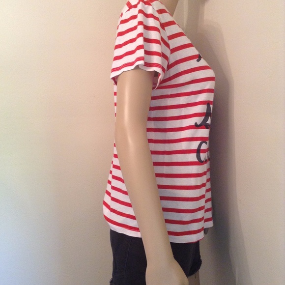 Soulcycle Short Sleeve Striped Tee Shirt Red White - Picture 3 of 6